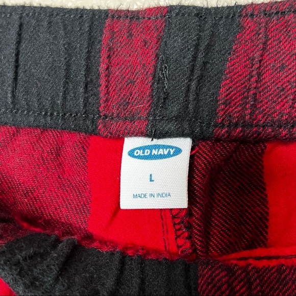 Old Navy Womens Size L Black White Buffalo Plaid Sleep Pants Drawstring Closure - Picture 4 of 7
